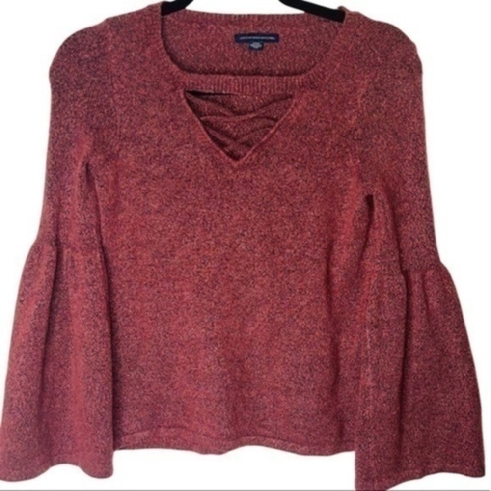 American Eagle Outfitters XS burgundy bell Sleeve Top